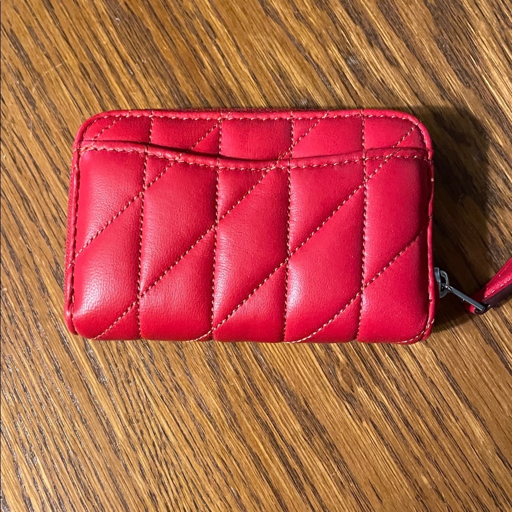 Coach Red Quilted Leather Zip Card Case in ruby - Picture 2 of 5